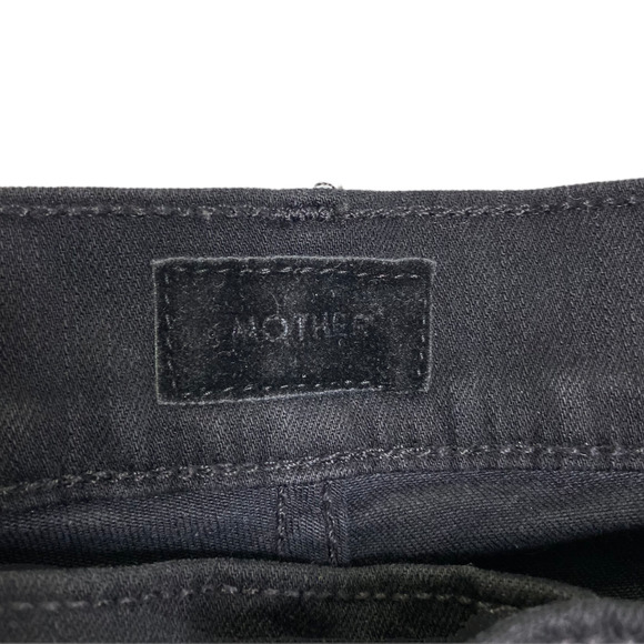 MOTHER Women's Jeans Insider Crop Step Fray Guilty Racer Black White Stripe 31 - Picture 2 of 6